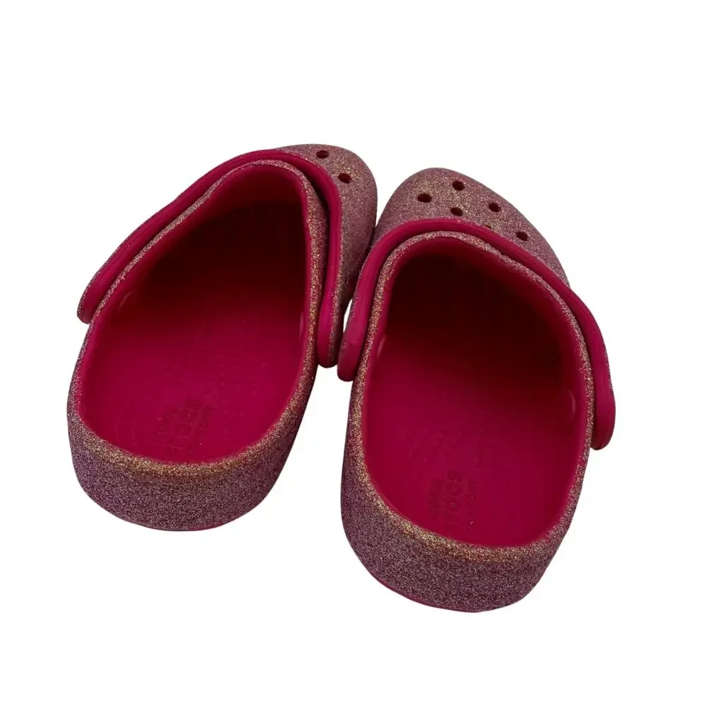 Crocs Girls Toddler Iridescent Glitter Classic Clogs Shoes Size 9